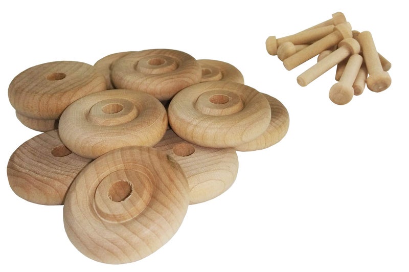 Maple Landmark Wood Wheels - 100 Pack with Free Axle Pegs - Made in USA (1.25" Diameter) - Image 1
